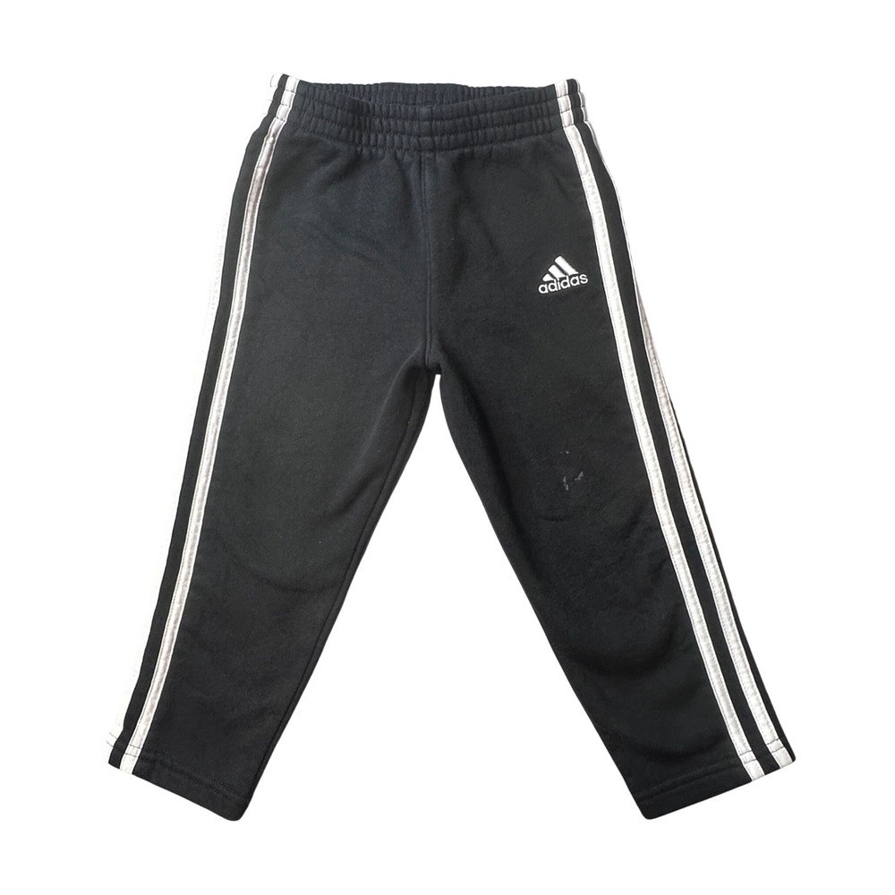 Adidas Joggers Kids 3T Black Regular Fit 3-Stripe Fleece Sweatpants AG6645